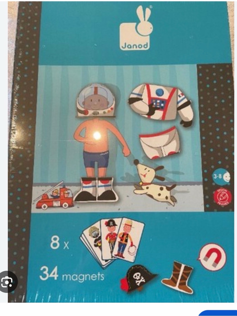 Janod Kids Magnetic Dress-Up Set - Blue/Red